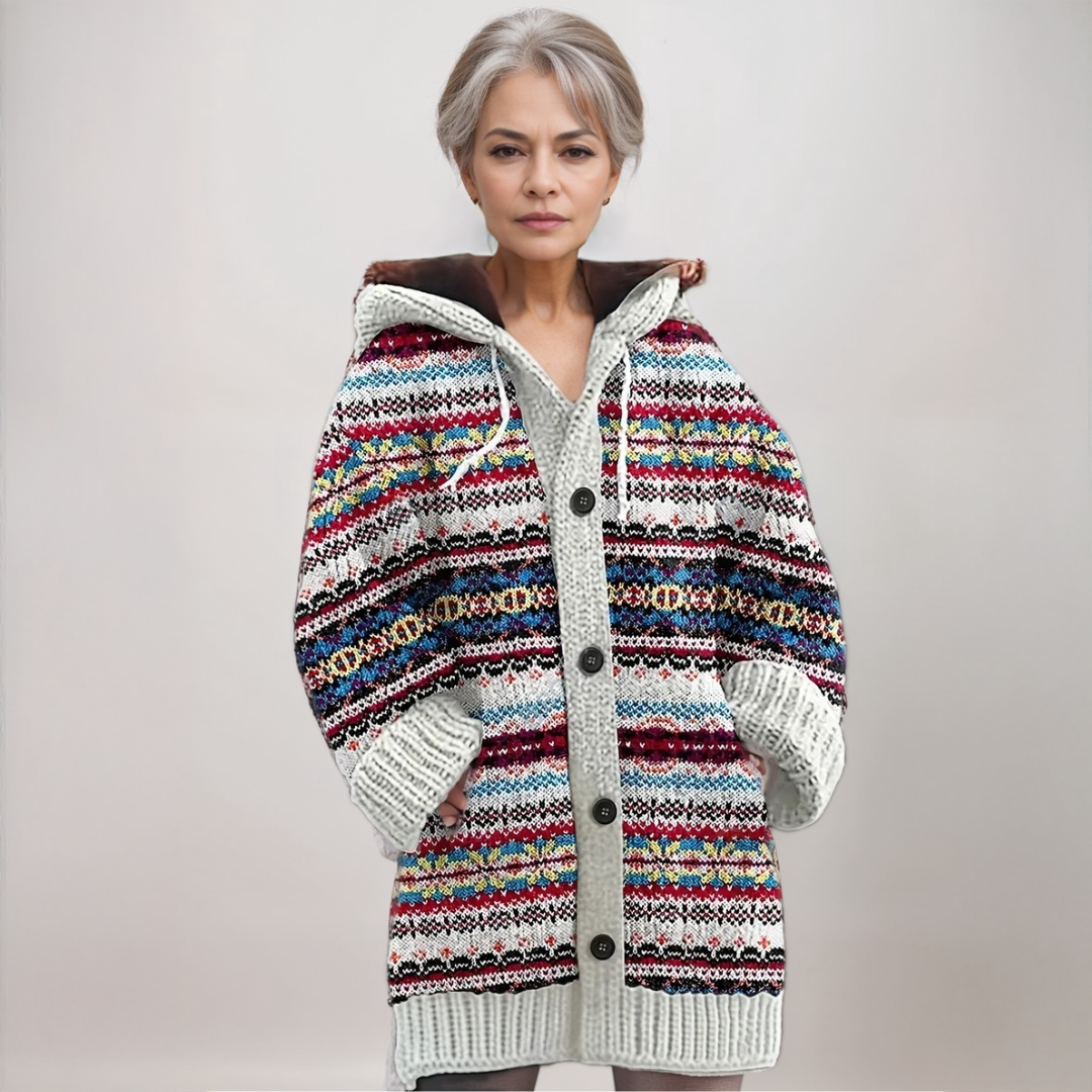 Nordic Hooded Knit Cardigan for Women