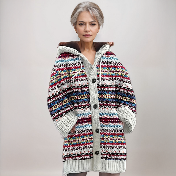 Nordic Hooded Knit Cardigan for Women
