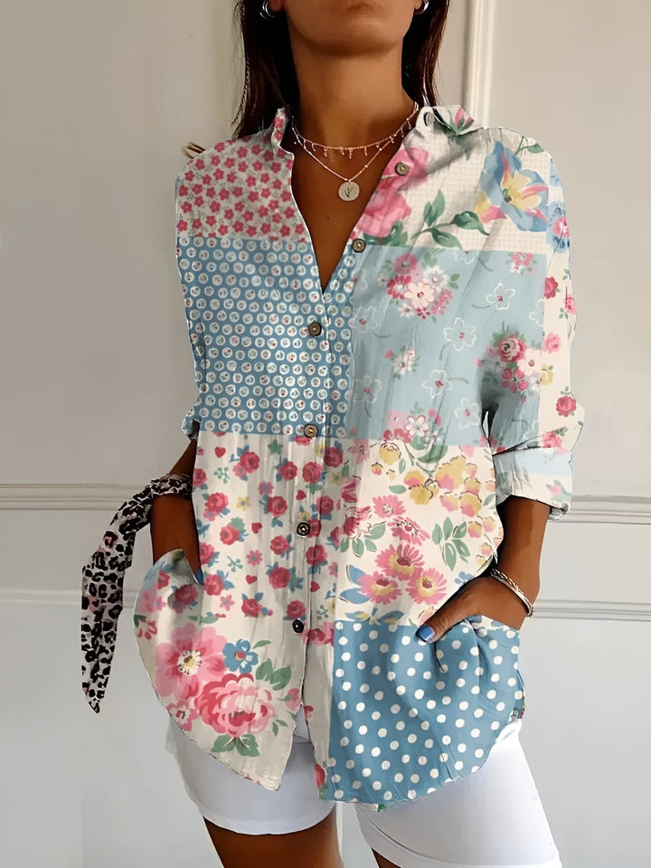 Floral Print Button Up Shirt for Women