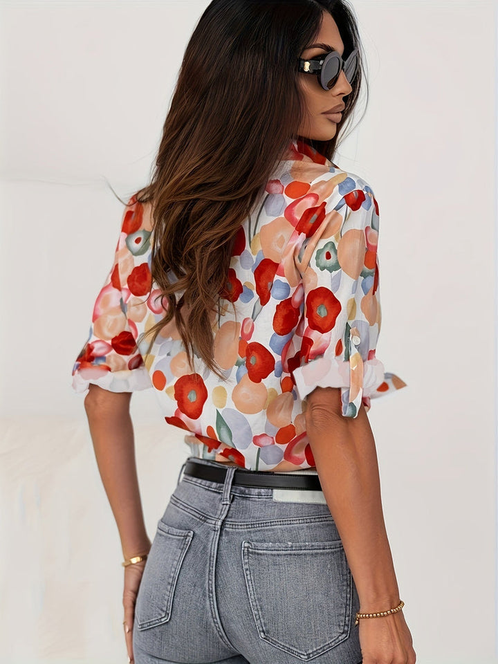 Floral Button-Down Blouse for Women